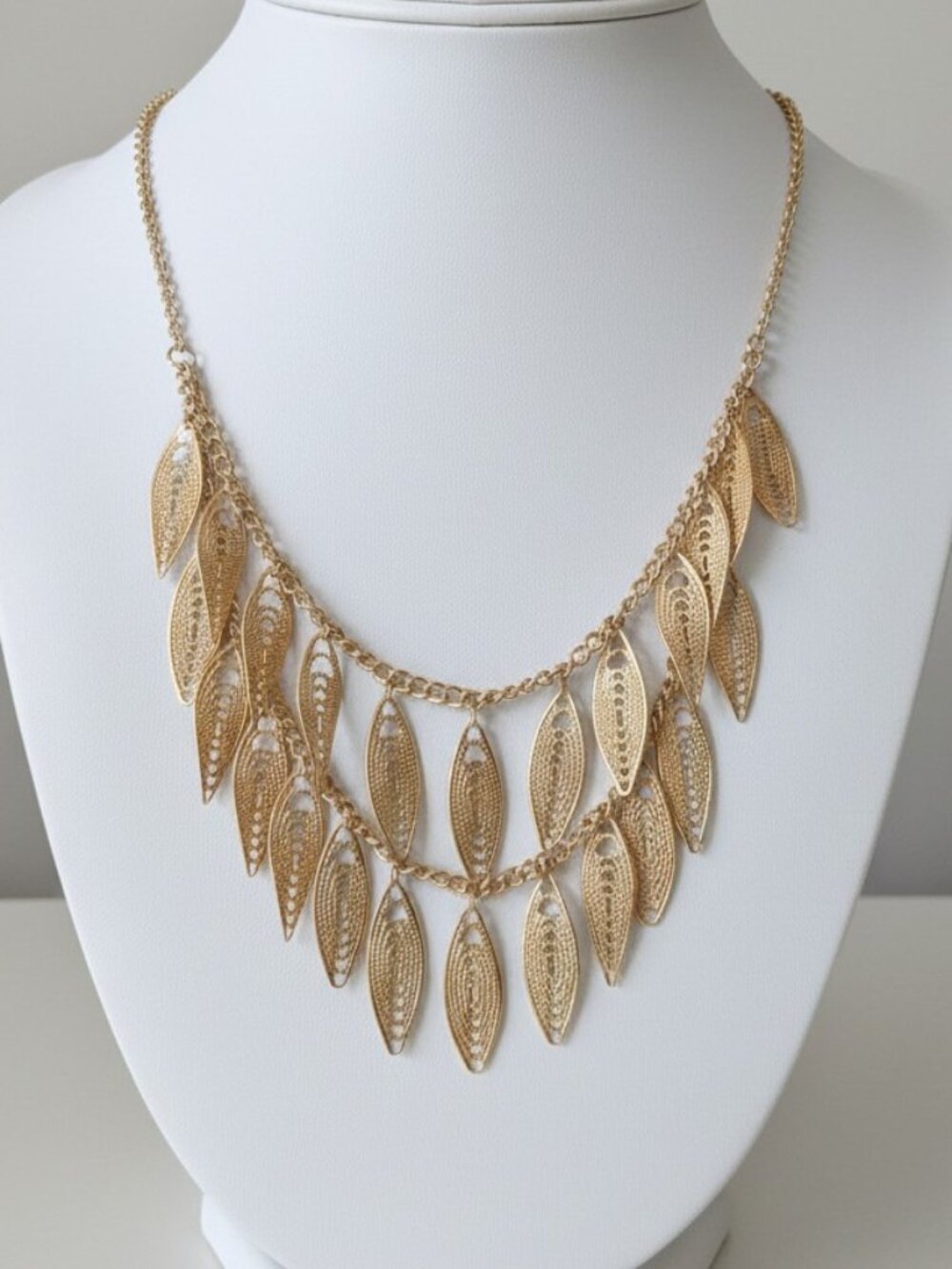 Gold Leaf Double Layered Extendable Necklace